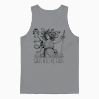 Vintage Girl Will Be Girls Medusa Feminist Clothing Unisex Tank Top in Sport Grey - 1