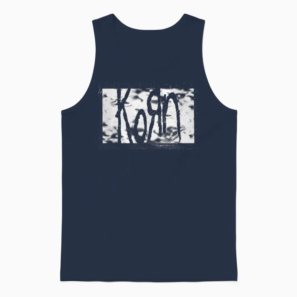 Korn Gritty Logo T-Shirt, Black, S Unisex Tank Top in Navy