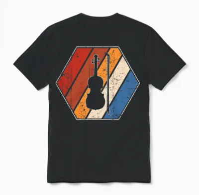Violin Retro Unisex T-Shirt - Black