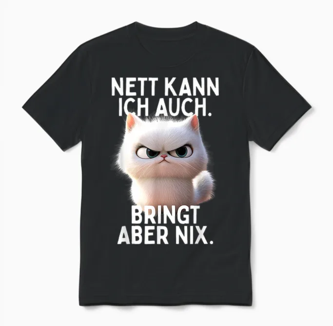 Nett Kann Ich Auch Bringt Aber Nix Böse Katze Büro Katzen Unisex T-Shirt in Black