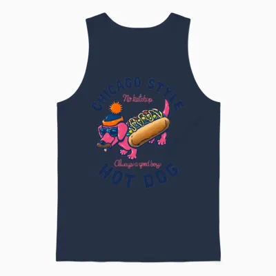 Da Chicago Dog with Text Unisex Tank Top - Navy