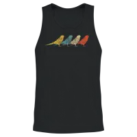 Vintage Retro Budgie Bird Budgerigar Unisex Tank Top - Black – 2