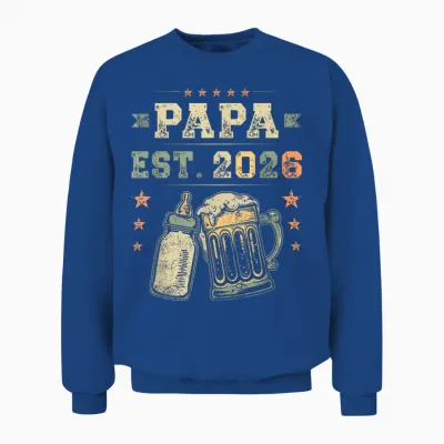 Papa Est. 2026, Neuer Vater, Junger Papa, Erste Mal Papa Unisex Sweatshirt - Royal