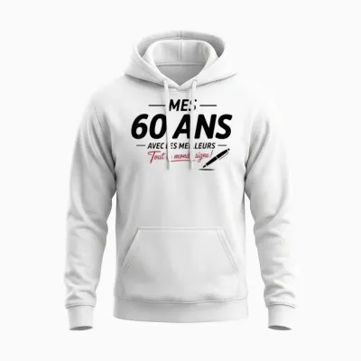 60th Birthday Man Woman 60 Years 1965 Funny Gift Unisex Hoodie - White