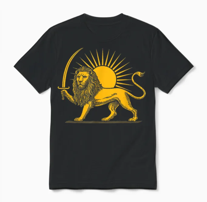 Iranian Flag Lion Sun Persian Pride Iranian Unisex T-Shirt in Black