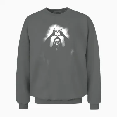 Scary Face Horror Creepy Ghost Heart Hands Halloween Spooky Unisex Sweatshirt - Graphite Heather