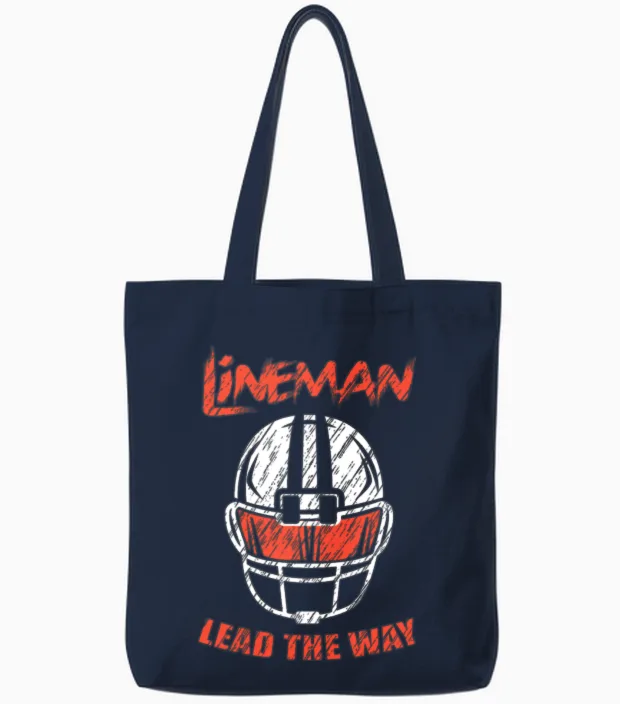 Linemen Lead the Way Lineman and Athlete Gift Tote Bags in Navy