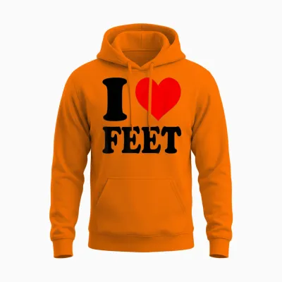 I Love Feet Unisex Hoodie - Safety Orange