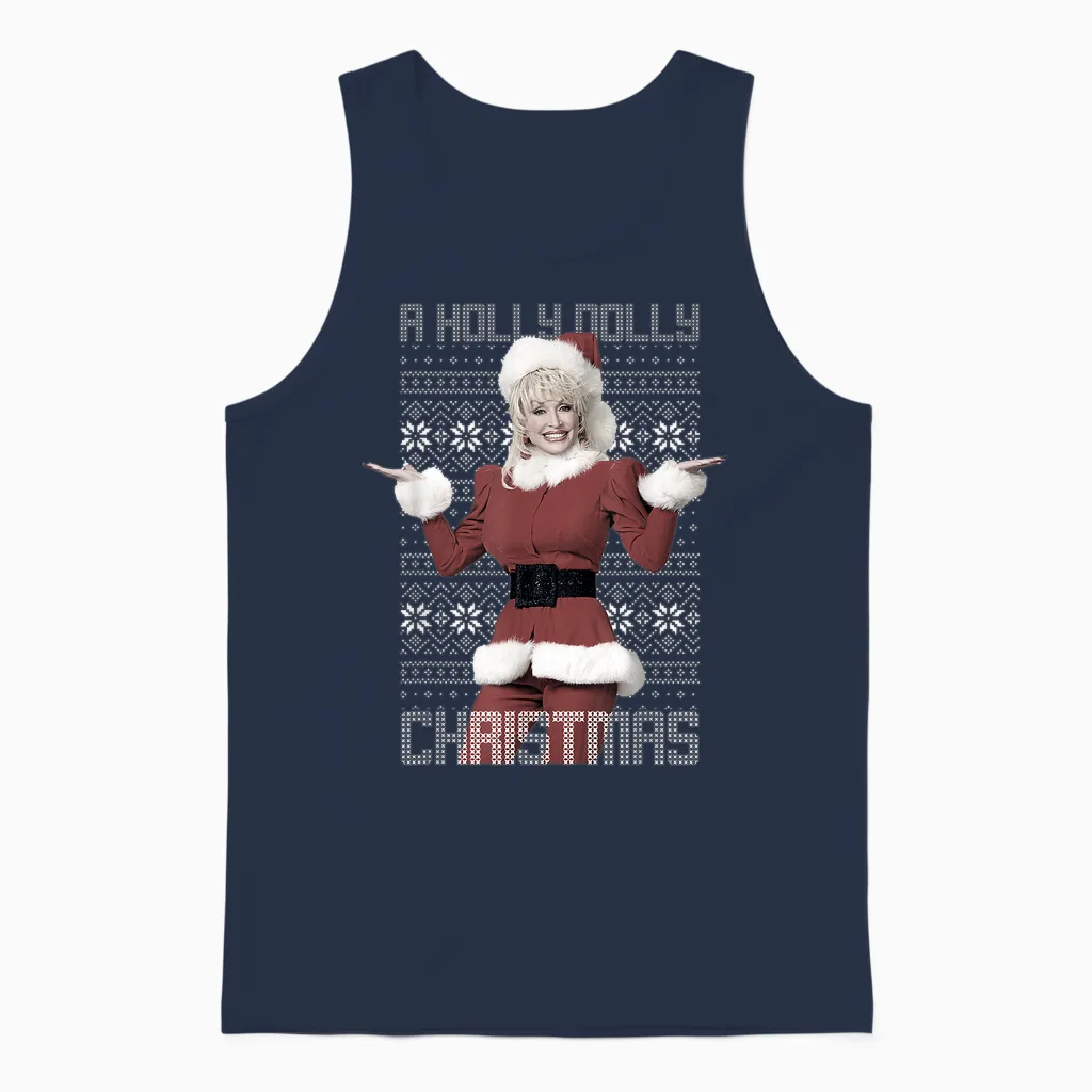 Dolly Parton Christmas Unisex Tank Top in Navy