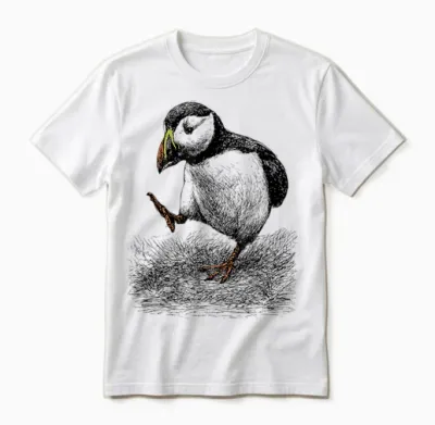 Puffin Vogel Vintage – Lustige Küste Meer Tierkunst Unisex T-Shirt - White