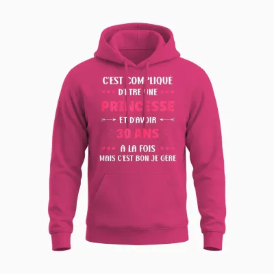Funny Woman 30 Years Birthday Princess 30 Years T-Shirt, Black Unisex Hoodie - Heliconia