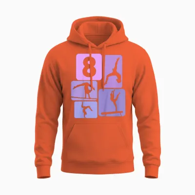 Kids 8th Birthday Girls Gymnastic Dancer 8 Years Gymnastics T-Shirt, Black Unisex Hoodie - Orange