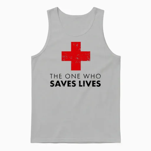 Red Cross Unisex Tank Top in Ash