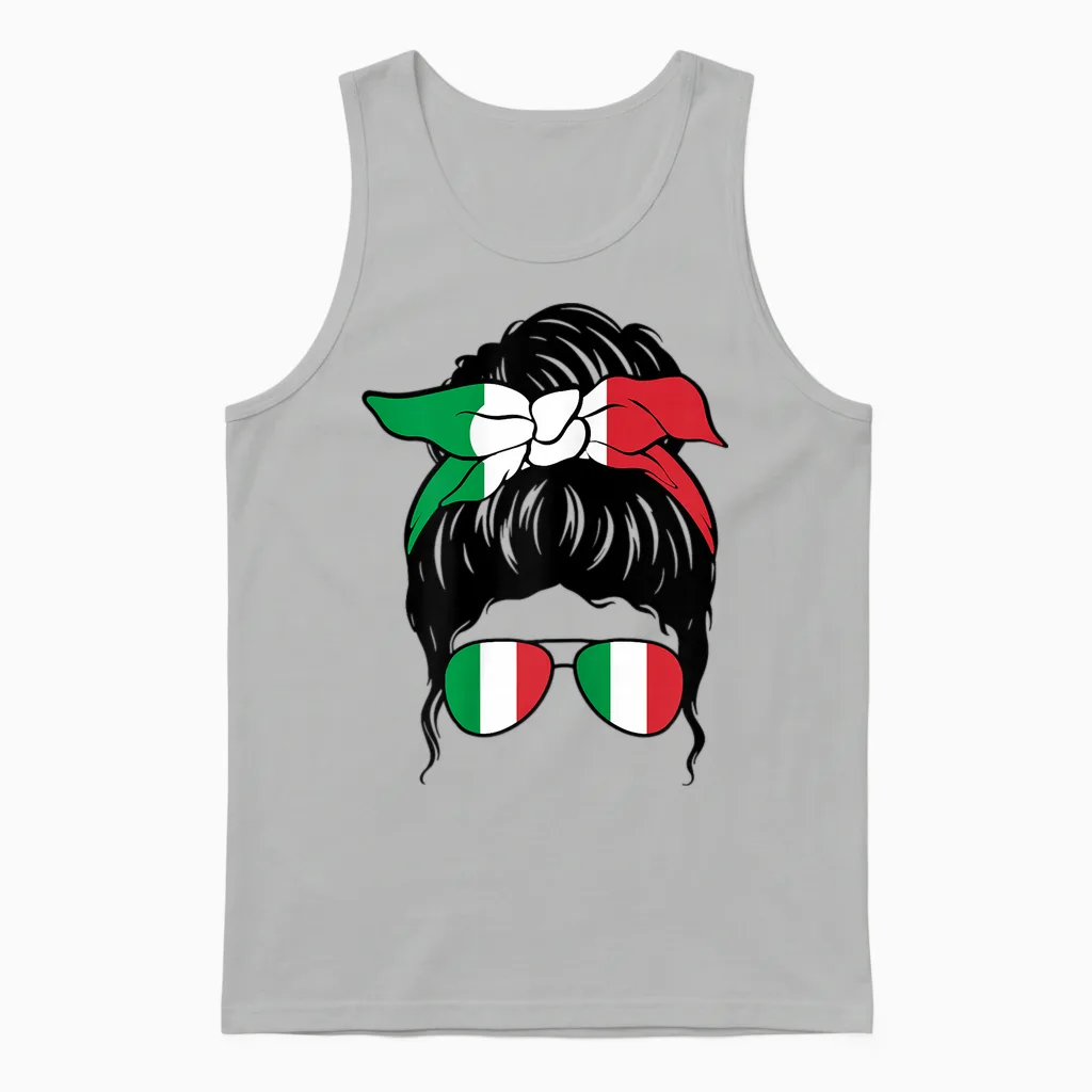 Italian Italian Flag Italian Girl Ragazza Italiana T-Shirt, Black, S Unisex Tank Top in Ash