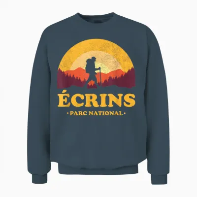 écrins Parc National France - Paradise Hiking T-Shirt, Black, S Unisex Sweatshirt - Dark Heather