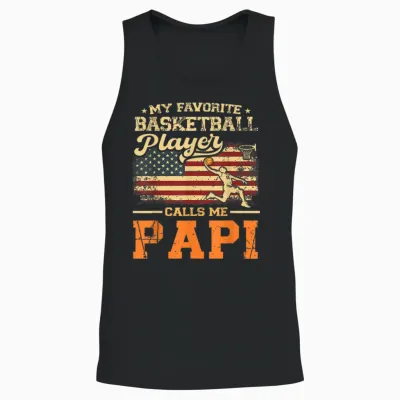 Drapeau Américain My Favorite Basketball Player Calls Me Papi Unisex Tank Top - Black