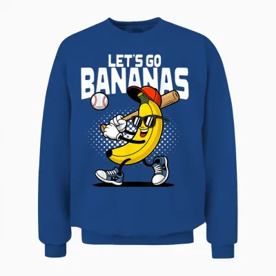 Let's Go Bananas Funny Banana Baseball Lover Banana Unisex Sweatshirt - Royal