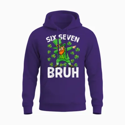 St Patricks Day Six Seven Bruh 6 7 Meme Dab Boys Teens Unisex Hoodie - Purple