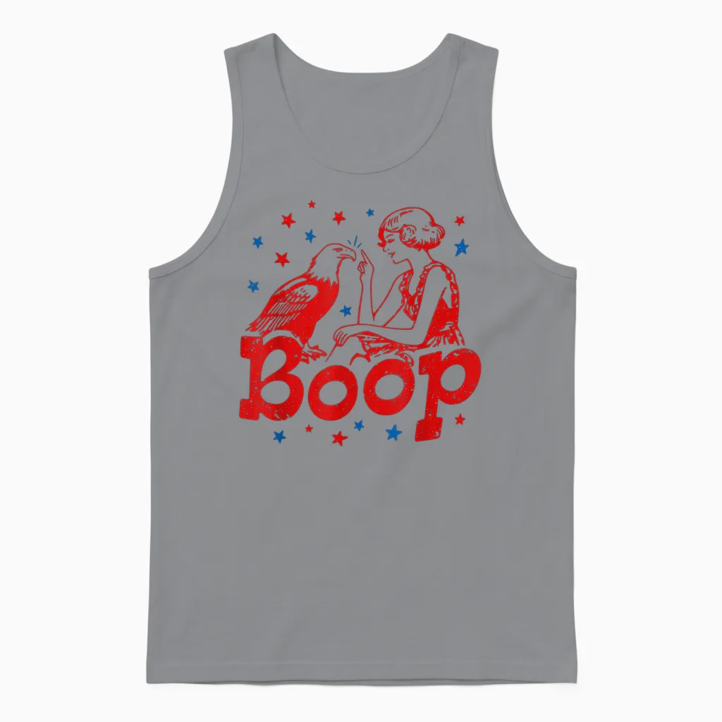Boop Eagle Patriotic July Fourth Humor Unisex Tank Top in Sport Grey