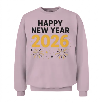 Golden 2026 New Year Firework Unisex Sweatshirt - Light Pink