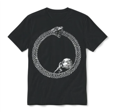 Sisyphus in an Ouroboros Snake Unisex Philosophy Unisex T-Shirt - Black