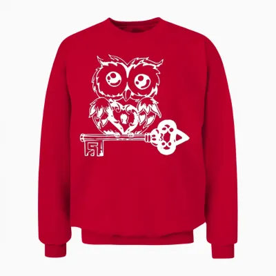 Owl with Key Unisex Sweatshirt - Red