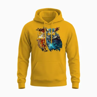 Eule Kunst - Tier Kunstwerk Vogel Eule Unisex Hoodie - Gold