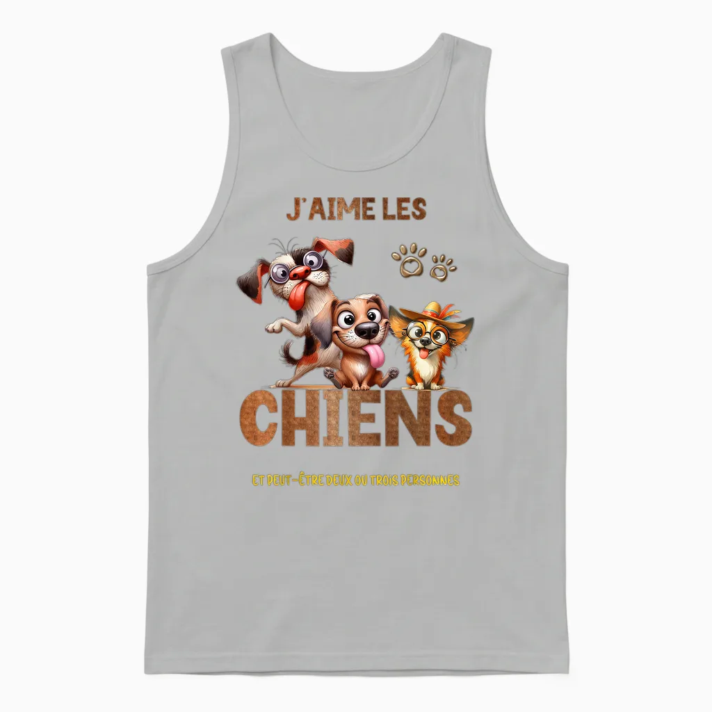 I Love Dogs Summer Quote for Men Women Child T-Shirt, Black, S Unisex Tank Top in Ash