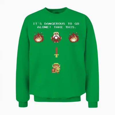 Nintendo Zelda Classic Nes Epic Intro Take This! Short Sleeve Unisex Sweatshirt - Irish Green
