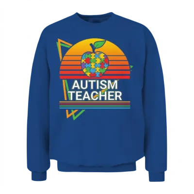 Autism Teacher Retro Unisex Sweatshirt - Royal