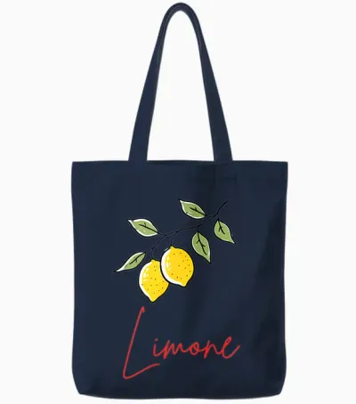 Limone Zitronen Design, Illustration Sommer Obst Motiv Tote Bags - Navy