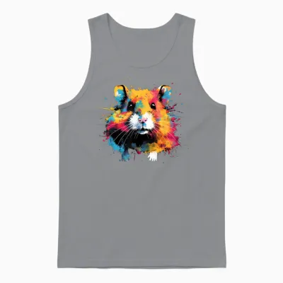 Cool Hamster on Colourful Painted Hamster T-Shirt, Black Unisex Tank Top - Sport Grey