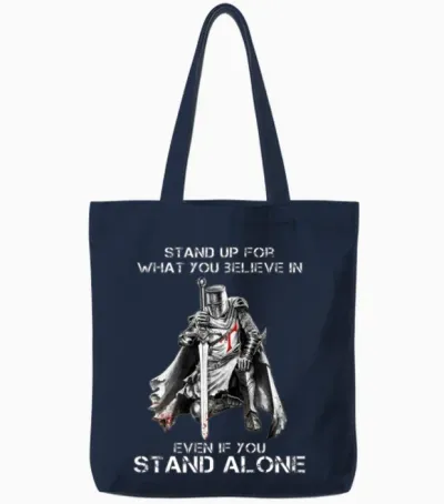 Knight Templar Motivational Quote Tote Bags - Navy
