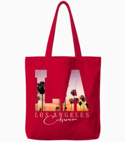 La Los Angeles California Sunset Souvenir Tote Bags - Red