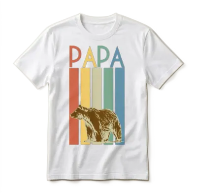 Papa Bear Retro Unisex T-Shirt - White