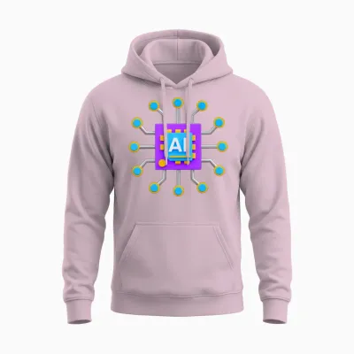 Colorful Ai Chip – Futuristic Tech Circuit Design Unisex Hoodie - Light Pink