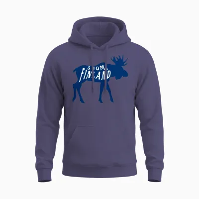 Suomi Finland Moose Unisex Hoodie - Heather Sport Dark Navy