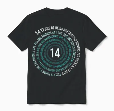 14 Jahre Geburtstag Helix 14 Jahr Jungen Mädchen Geburtstags Unisex T-Shirt - Black