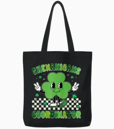 Funny Shenanigans Squad Teacher Retro St Patrick's Day Tote Bags - Black