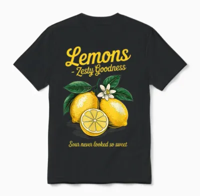 Zitronen Zesty Goodness Retro Citrus Bright Look Unisex T-Shirt - Black