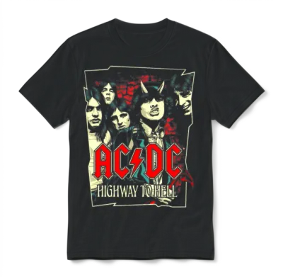 Ac/dc Logo and Band Highway to Hell Album Unisex T-Shirt - Black