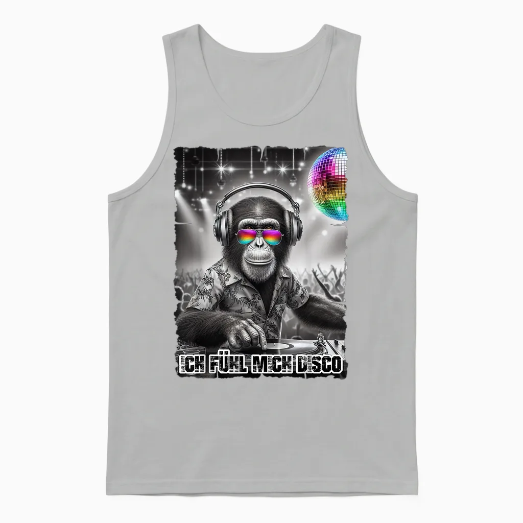 Ich Fühl Mich Disco Dj Outfit for Music Fans Malle Party T-Shirt, Black Unisex Tank Top in Ash