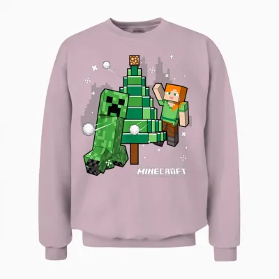 Minecraft Christmas Tree Snowball Fight with Alex Unisex Sweatshirt - Light Pink