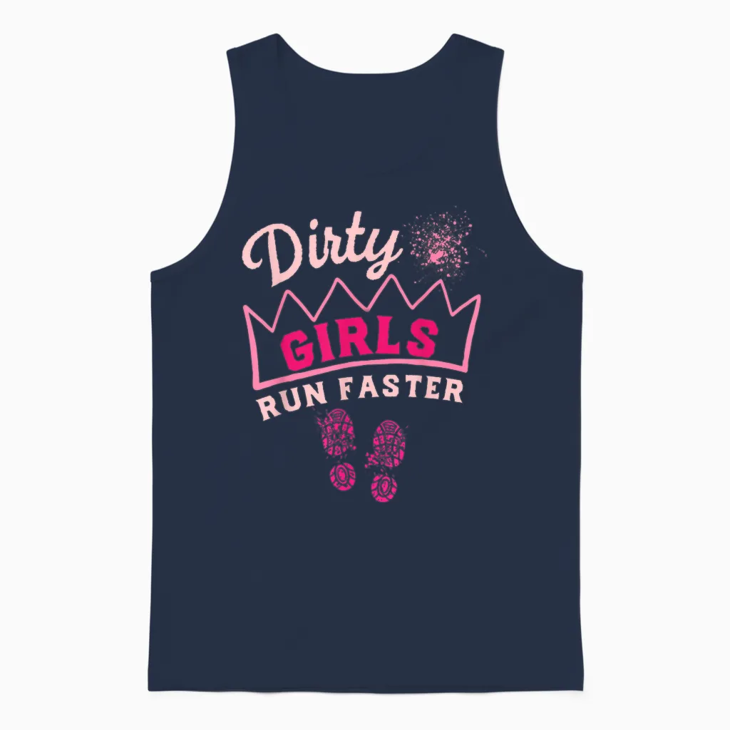 Mud Run Damen Dirty Girls Run Faster Running Gone Muddy Pink Unisex Tank Top in Navy