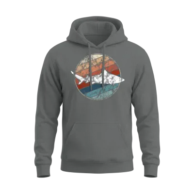 Shark in Retro Style Unisex Hoodie - Graphite Heather