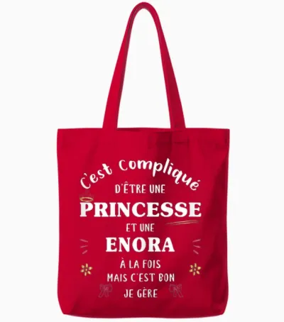 Women's Princess Humour Gift Personalized Name Enora Tote Bags - Red
