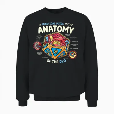 Anatomy of the D20 Polyedrische 20-Seitige Würfel Lustiges Rpg Unisex Sweatshirt - Black