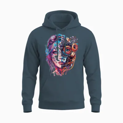 Anime Manga Graphic Illustration Colorful Anime T-Shirt, White, S Unisex Hoodie - Dark Heather