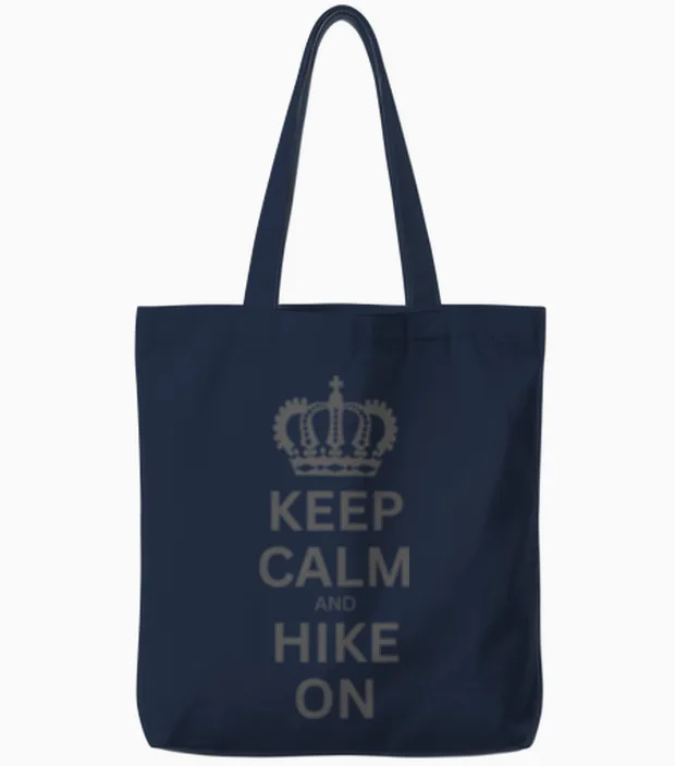 Keep Calm and Hike On - Hiking & Outdoors Tote Bags in Navy