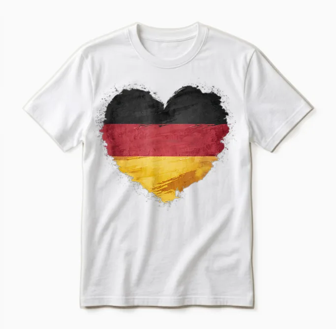 Deutsch Banner Fan Deutschland Flagge Herzform Kunst Unisex T-Shirt in White